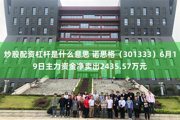 炒股配资杠杆是什么意思 诺思格（301333）6月19日主力资金净卖出2435.57万元