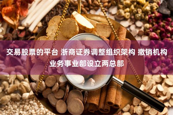 交易股票的平台 浙商证券调整组织架构 撤销机构业务事业部设立两总部