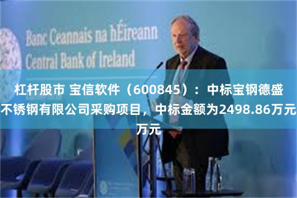 杠杆股市 宝信软件（600845）：中标宝钢德盛不锈钢有限公司采购项目，中标金额为2498.86万元