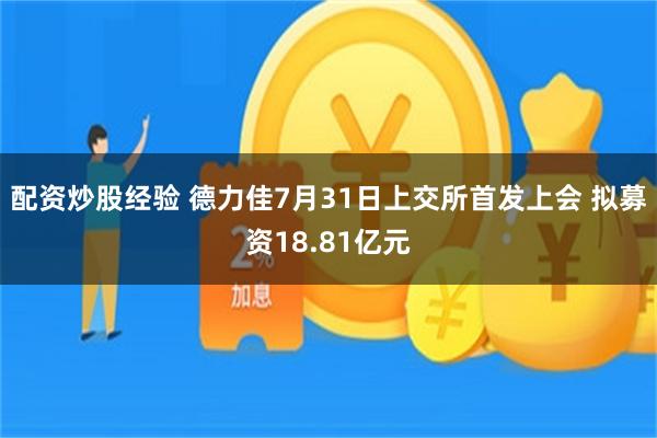 配资炒股经验 德力佳7月31日上交所首发上会 拟募资18.81亿元