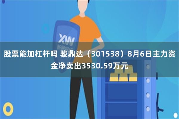 股票能加杠杆吗 骏鼎达（301538）8月6日主力资金净卖出3530.59万元