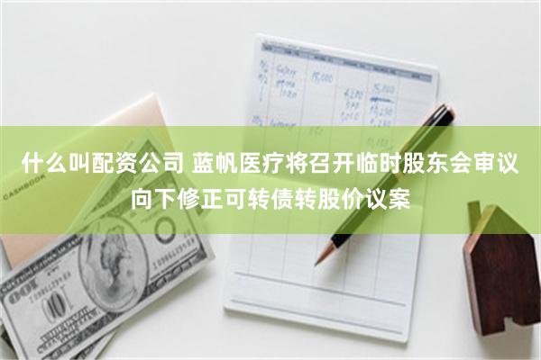 什么叫配资公司 蓝帆医疗将召开临时股东会审议向下修正可转债转股价议案