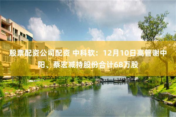 股票配资公司配资 中科软：12月10日高管谢中阳、蔡宏减持股份合计68万股