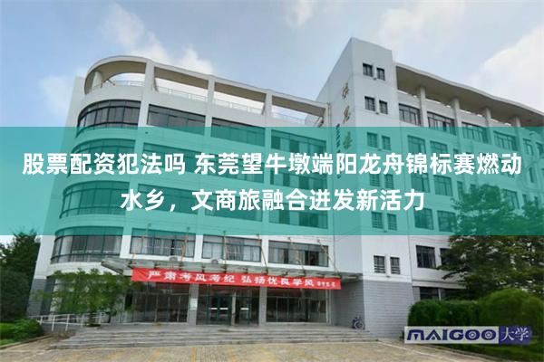 股票配资犯法吗 东莞望牛墩端阳龙舟锦标赛燃动水乡，文商旅融合迸发新活力
