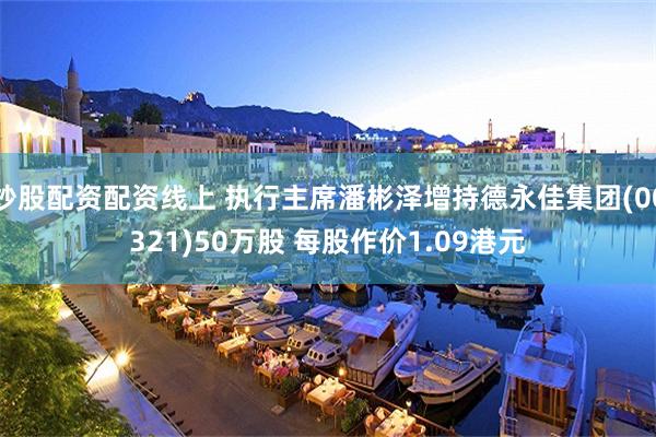 炒股配资配资线上 执行主席潘彬泽增持德永佳集团(00321)50万股 每股作价1.09港元