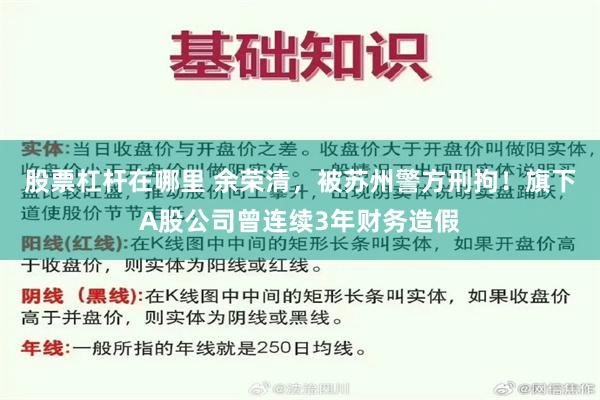 股票杠杆在哪里 余荣清，被苏州警方刑拘！旗下A股公司曾连续3年财务造假