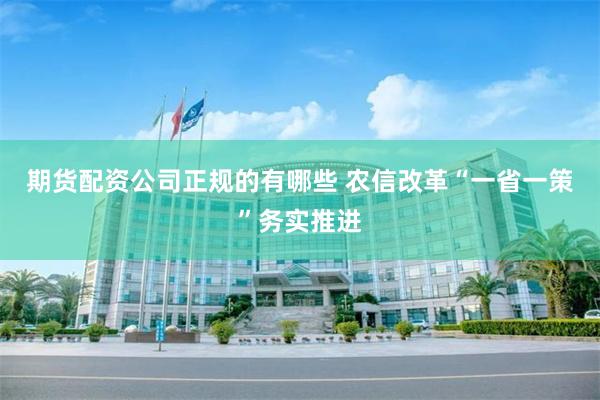 期货配资公司正规的有哪些 农信改革“一省一策”务实推进
