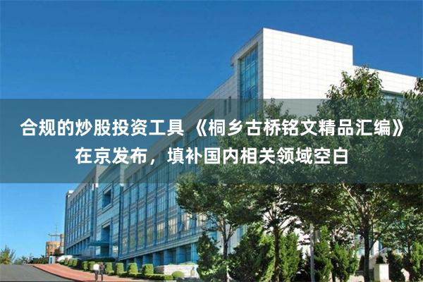 合规的炒股投资工具 《桐乡古桥铭文精品汇编》在京发布，填补国内相关领域空白