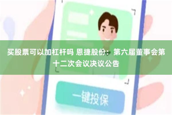 买股票可以加杠杆吗 恩捷股份：第六届董事会第十二次会议决议公告