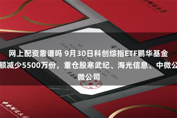 网上配资靠谱吗 9月30日科创综指ETF鹏华基金份额减少5500万份，重仓股寒武纪、海光信息、中微公司